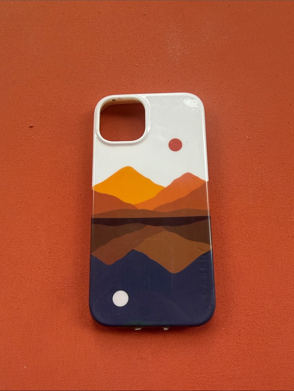 Scenic Mountain Reflection Phone Case - White, Orange & Navy